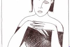 Black dress one eye brunette