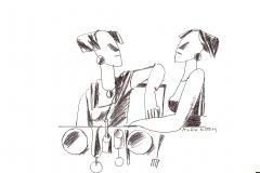 two girls arm on chairs back063087